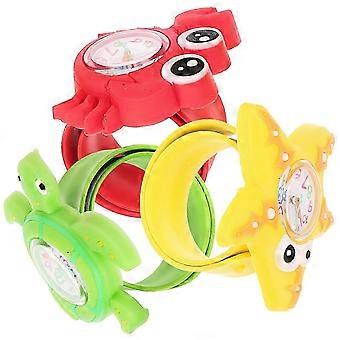Ensemble de 3 montres à claquer, montres-bracelets à motifs de crabe et de tortue, avec bracelets souples