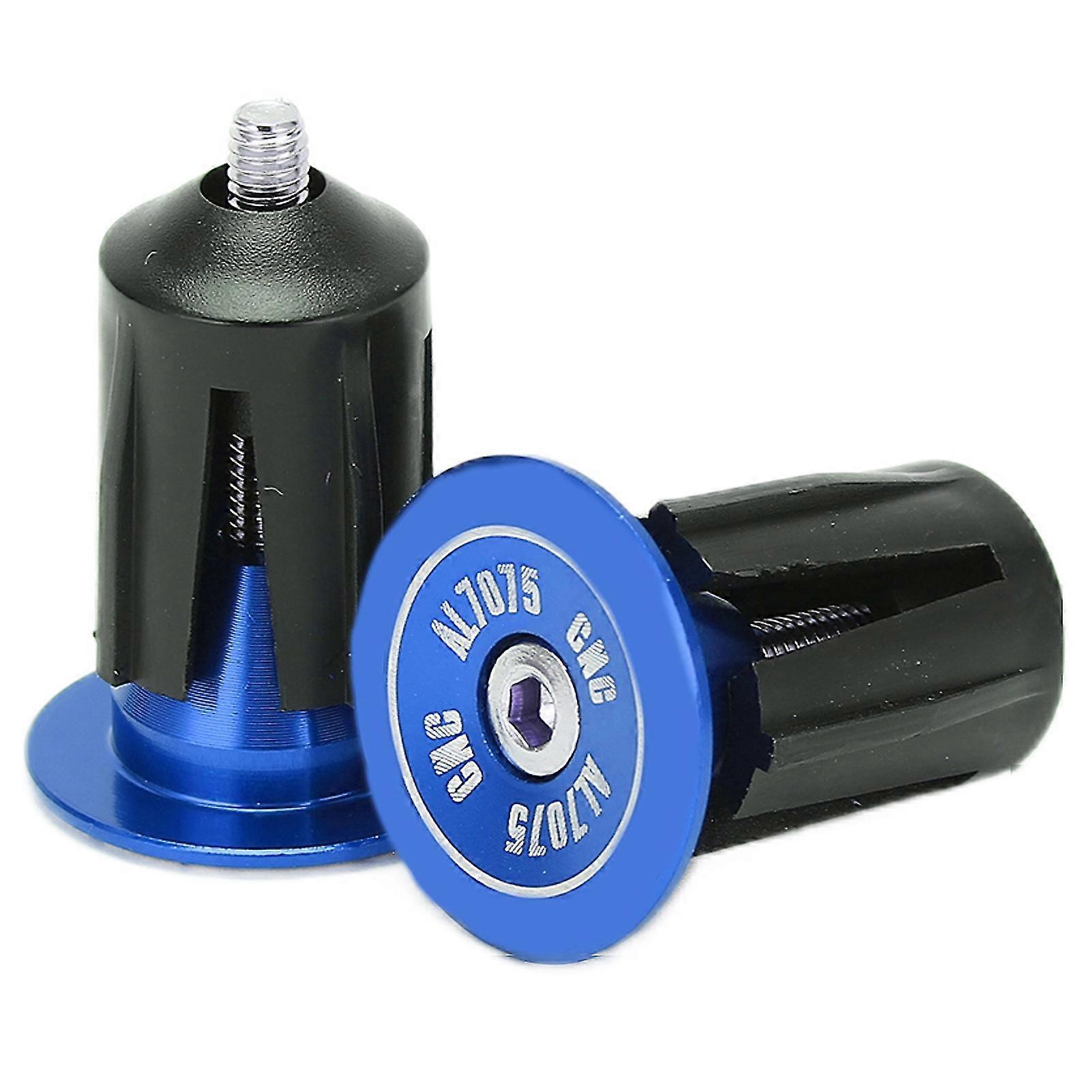 2pcs Handlebar Plug Aluminum Alloy Plastic Replaceable Practical Bicycle AccessoriesBlue