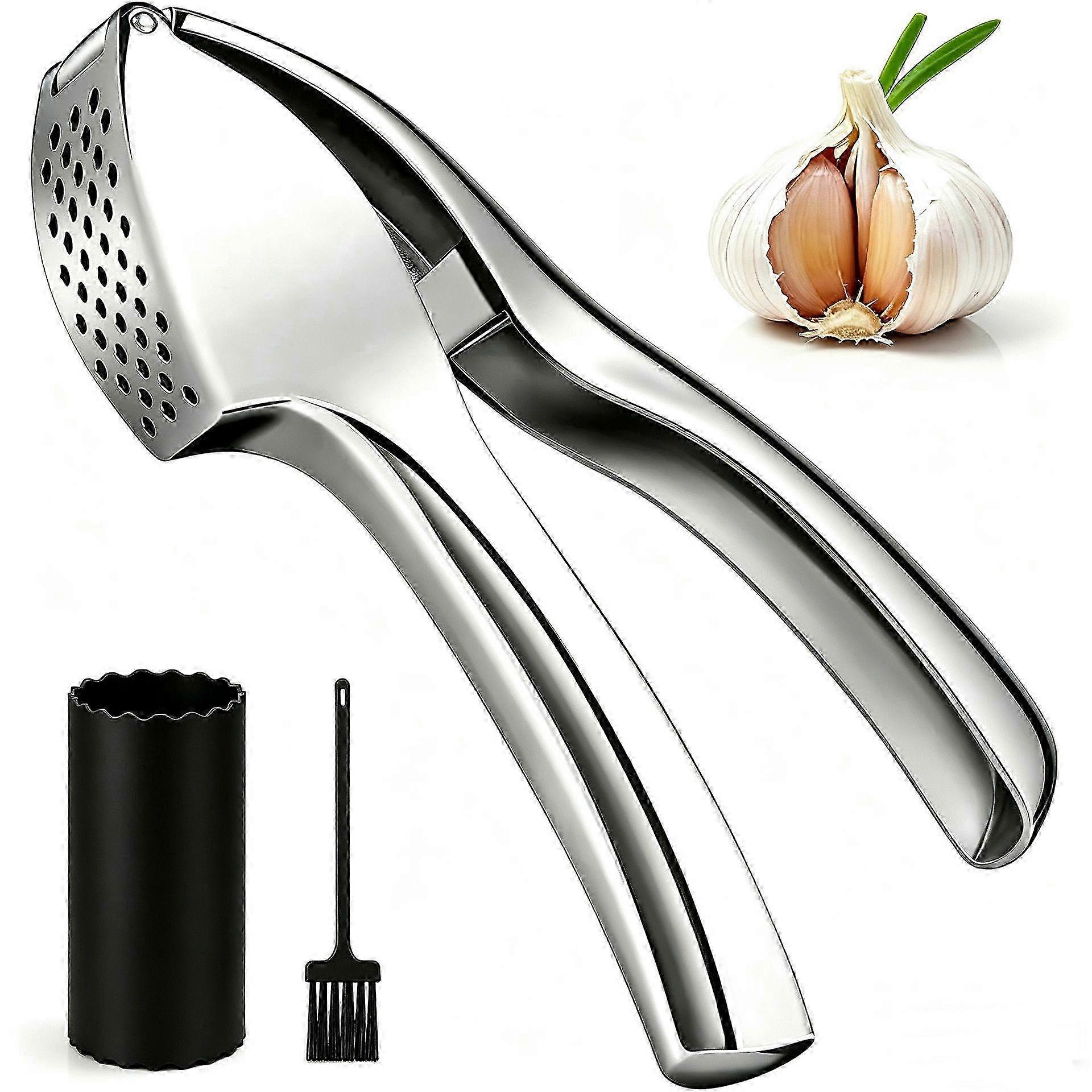 Solid Zinc Garlic Press with Peeler