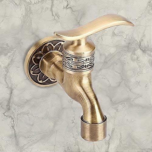 Antique Brass Wall-Mount Garden Faucet Solid Brass Easy Install