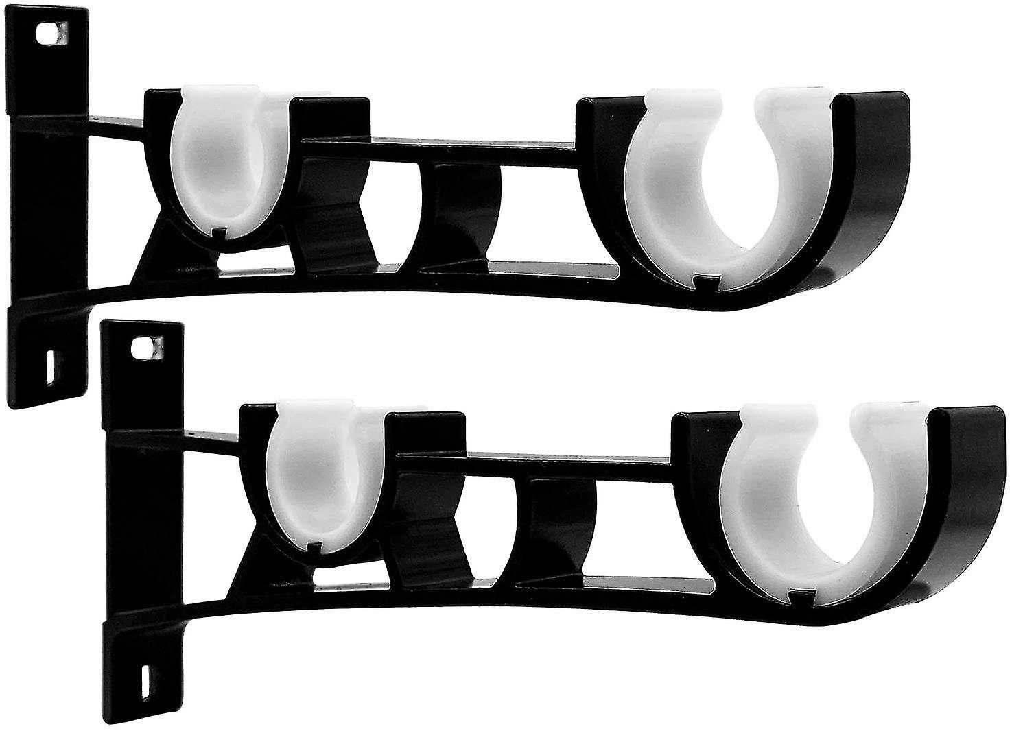 2 Pack Black Aluminum Alloy Curtain Rod Brackets