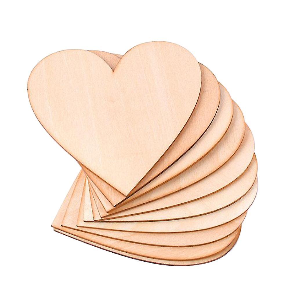 10 قطع القواطع الطبيعية الخشب القلب الأشكال DIY الحرفية الزينة الخشبية