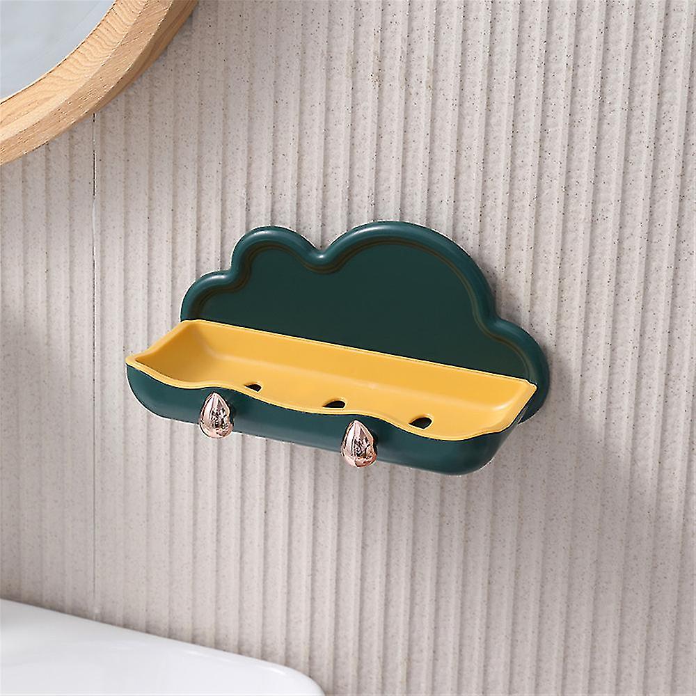 Wall Mount Soap Holder With Drainage Pp Dual Layers Clouds Shape Soap Basket