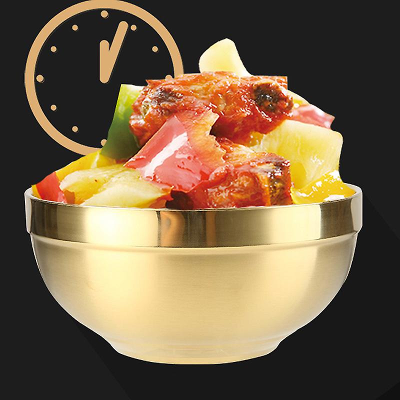 304 Stainless Steel Gold Bowl Thickened Double Layer Heat Insulation Kitchen Cooking Tools