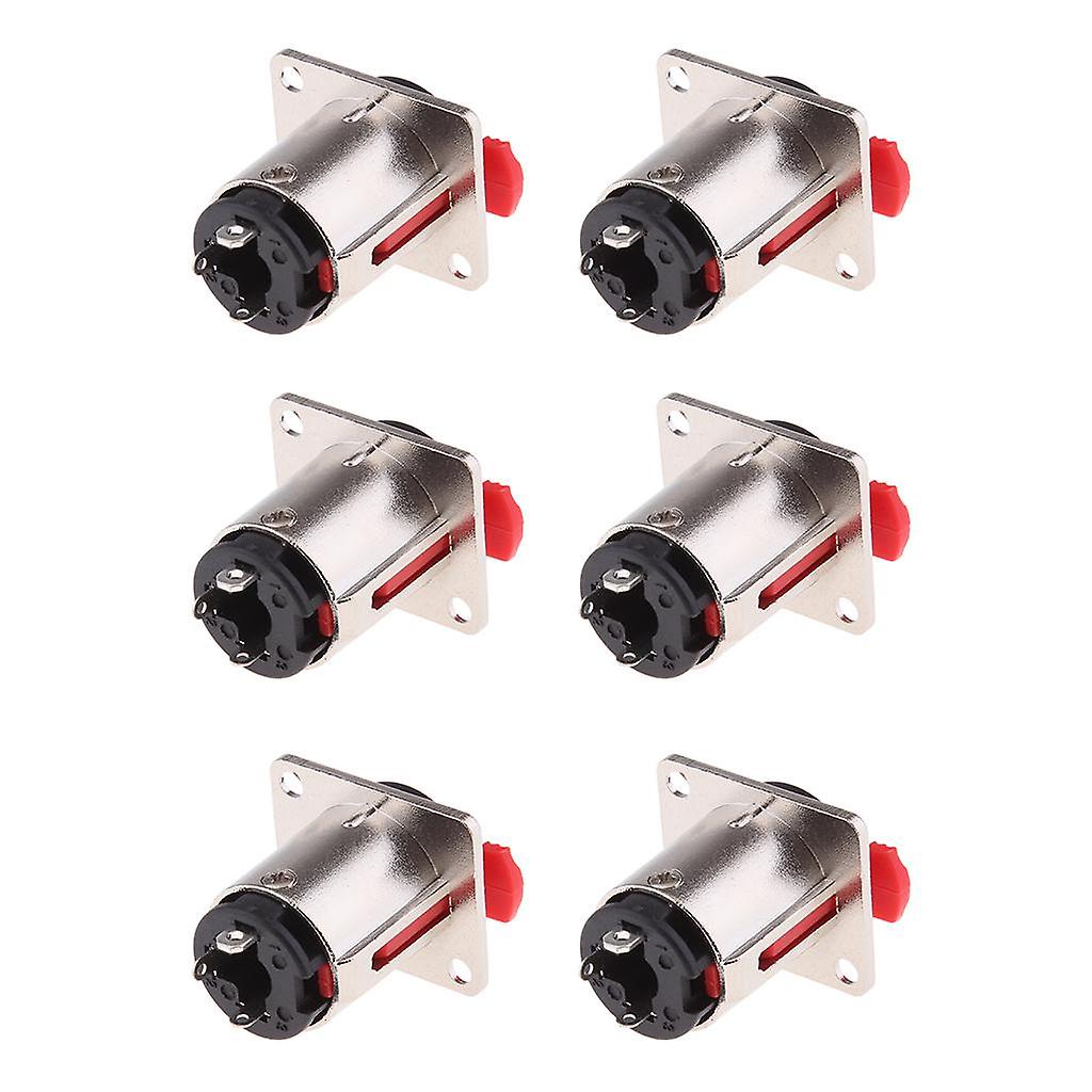 6Pcs 6.35mm Female TRS 1/4" Socket Jack Panel Mount Mic Cable Connector