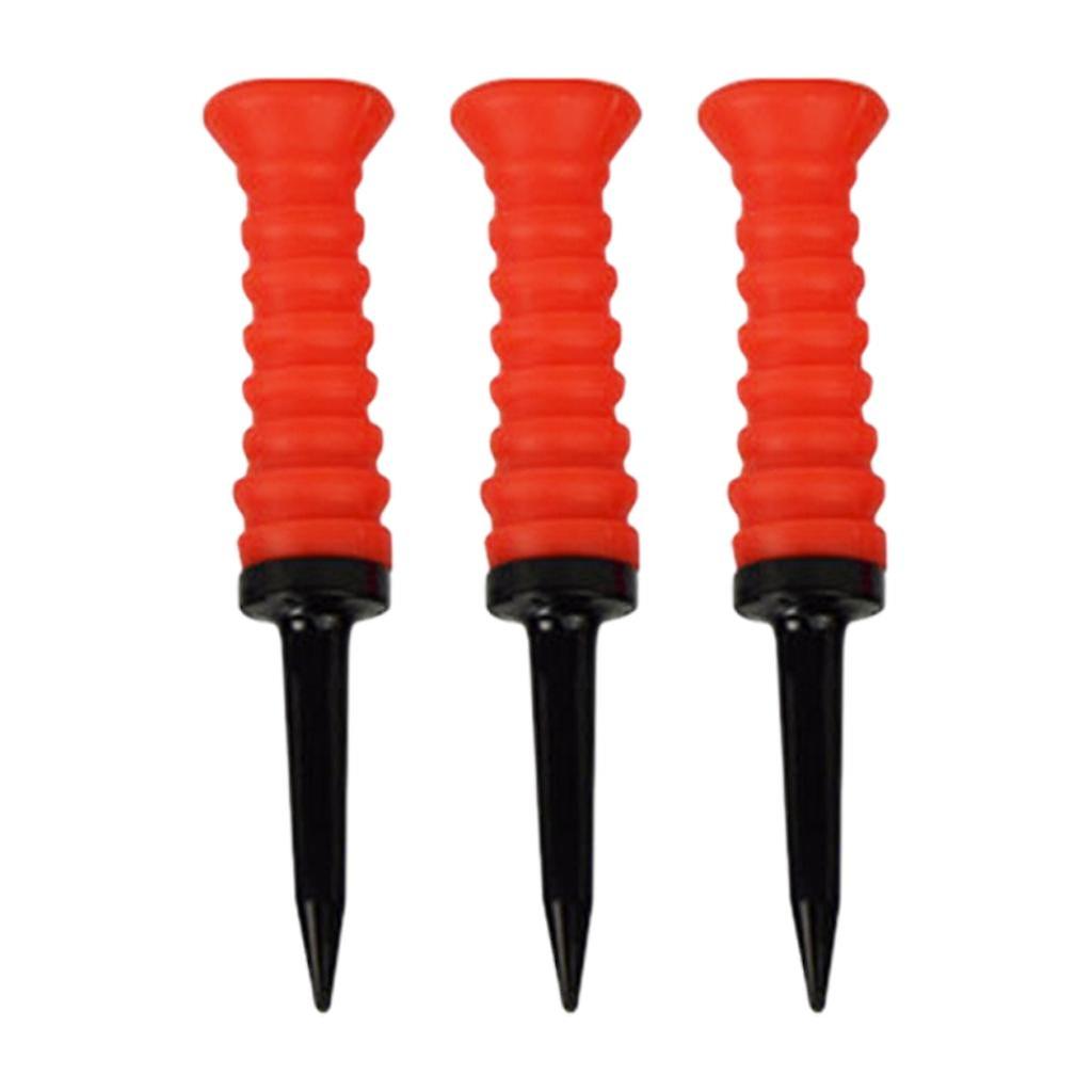 3Pcs Elastic Golf Tees Practice Tool Plastic Ball Holder Less Resistance Red