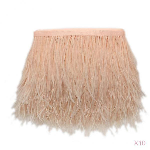 10 stuks struisvogelveer geverfde trim 1 yard champagne