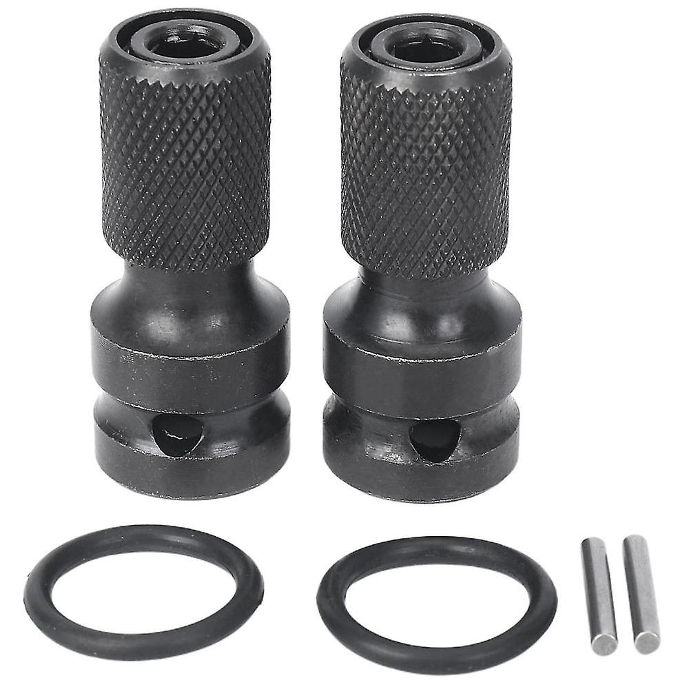 2 Pack 1/2 Square Drive To 1/4 Hex Shank Socket Adapter Quick Release Chuck Converter For Impact Ra