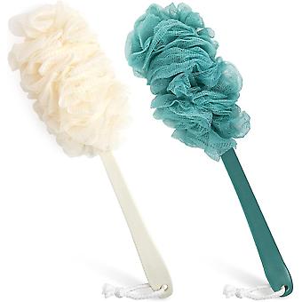 2pack Back Scrubber For Showerloofah Sponge Shower Brush Using Body Exfoliating with Long Handle, Loofah On A Stick Bañating Accessories For Body Brush