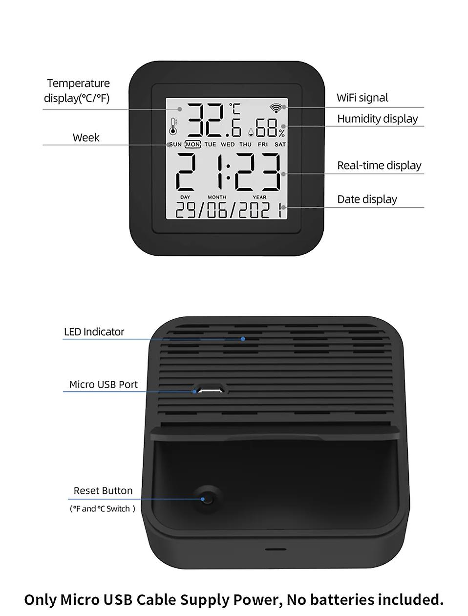 Smart Wifi Universal Ir Remote Temperature Humidity Sensor For Air Conditioner Tv Ac Works With Alexa,google Home Yandex