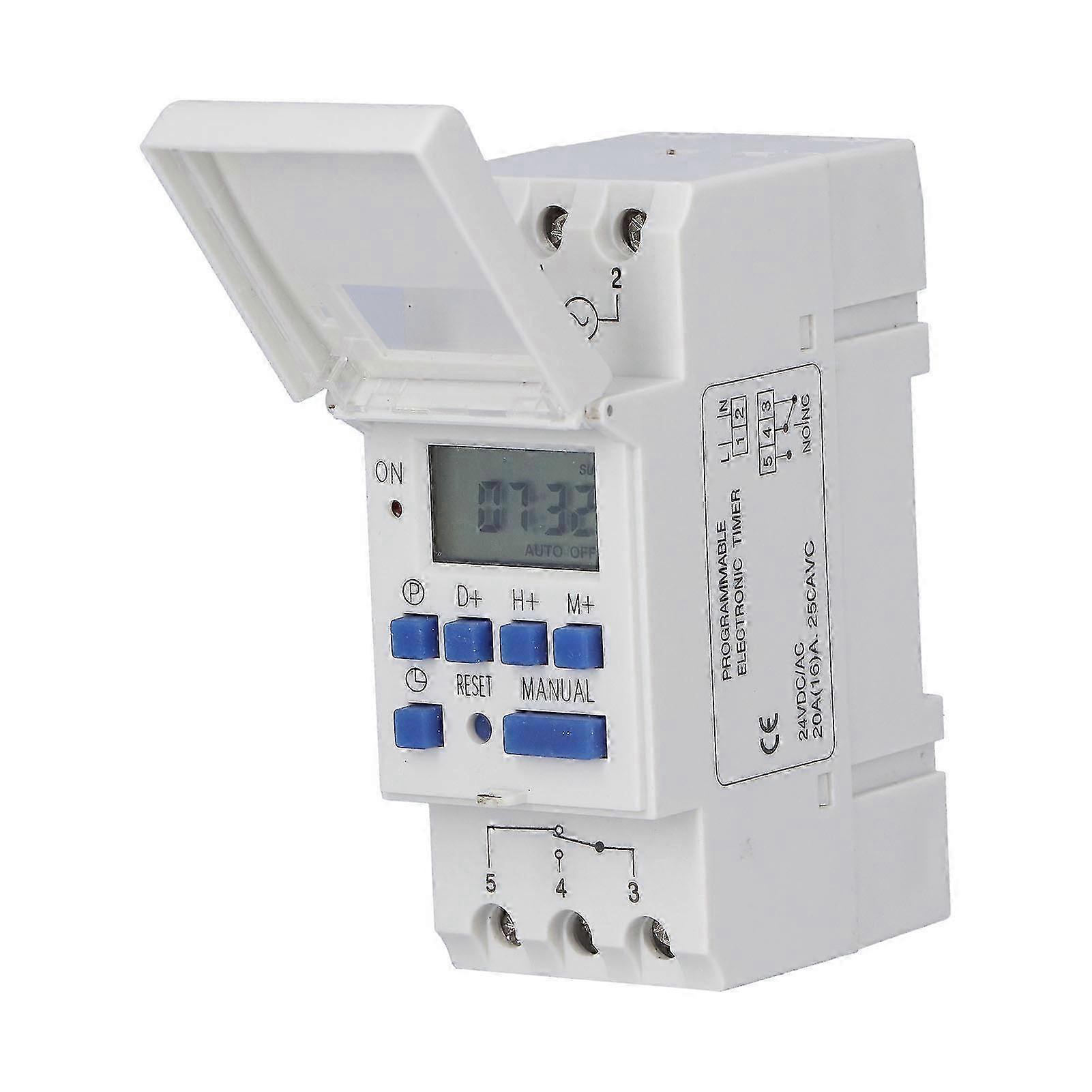 THC15A Programmable Timer Guide Rail Type LCD Time Relay Switch for Street Lamp Neon Lights DC 24V
