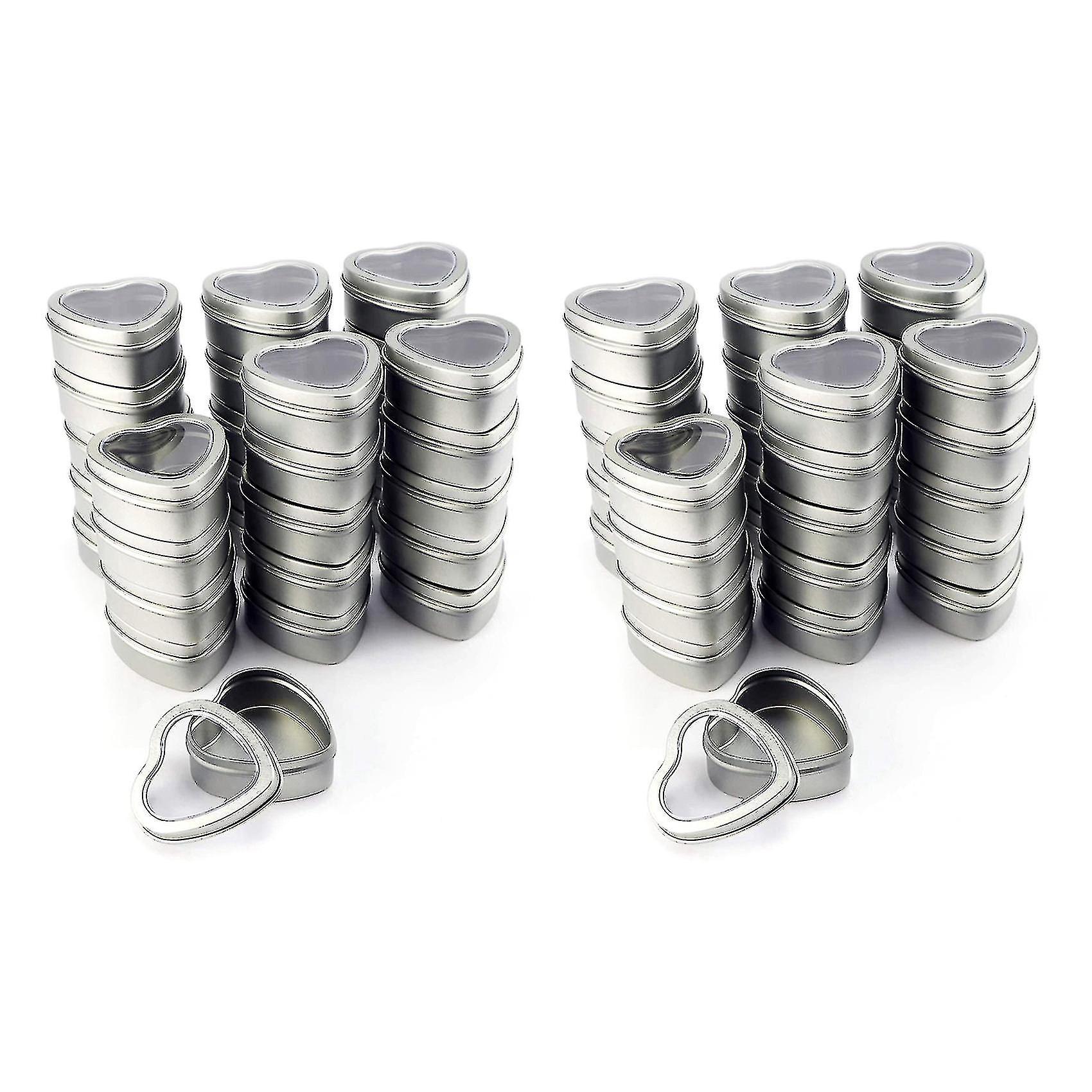 30 Piece Metal Jars, Empty Silver Metal Jars With Clear Ow