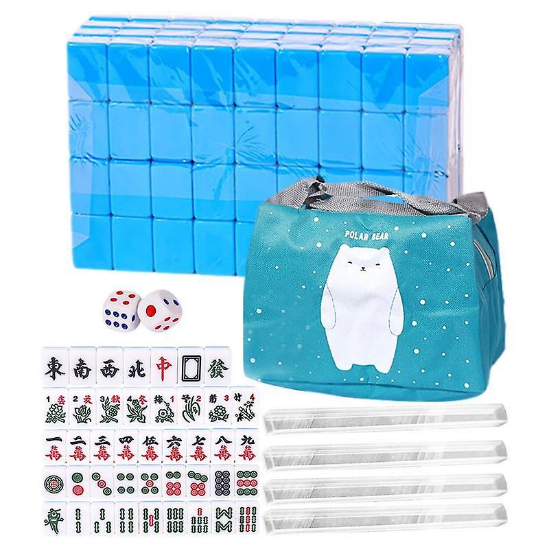 Mini Mahjong Traditional Chinese Version Game Set With Portable Box Mah-jongg Travel Family Fun Toys Leisure Time Games
