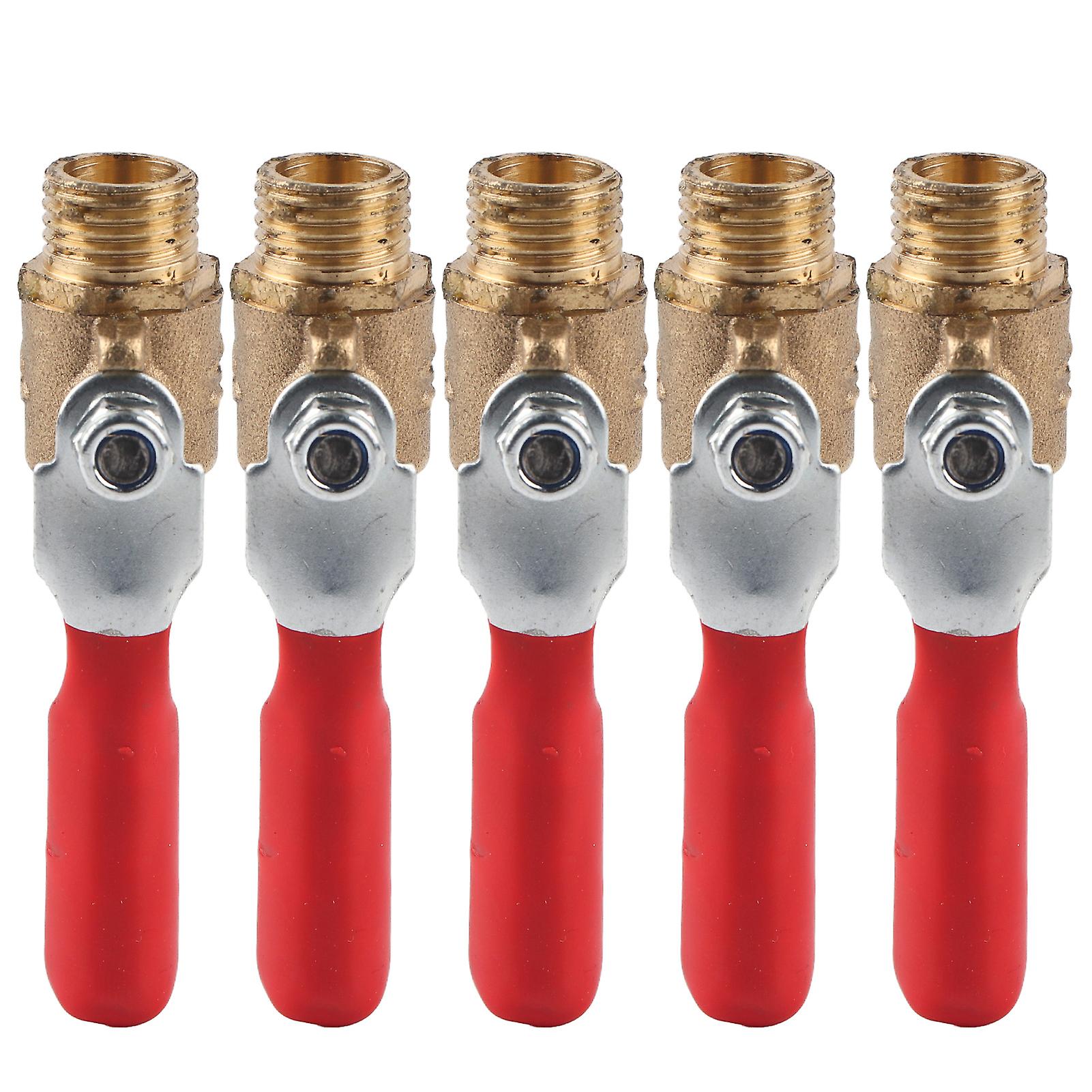5pcs G1/4 Male Thread Brass Double Ball Valve Air Compressor Accessory