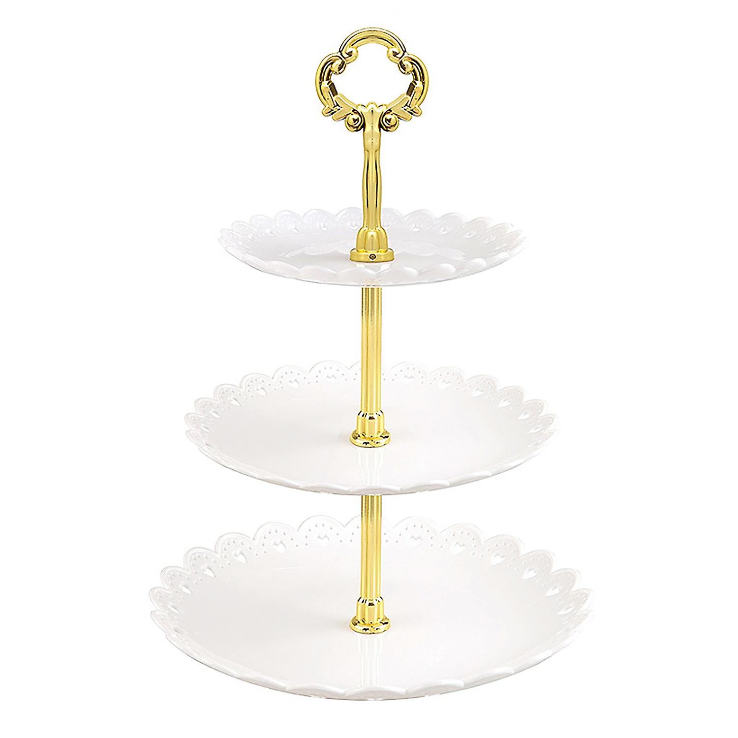 3Pcs Dessert Plate Three-layer Party Supply Plastic Cake Dessert Plate Stand for Wedding
