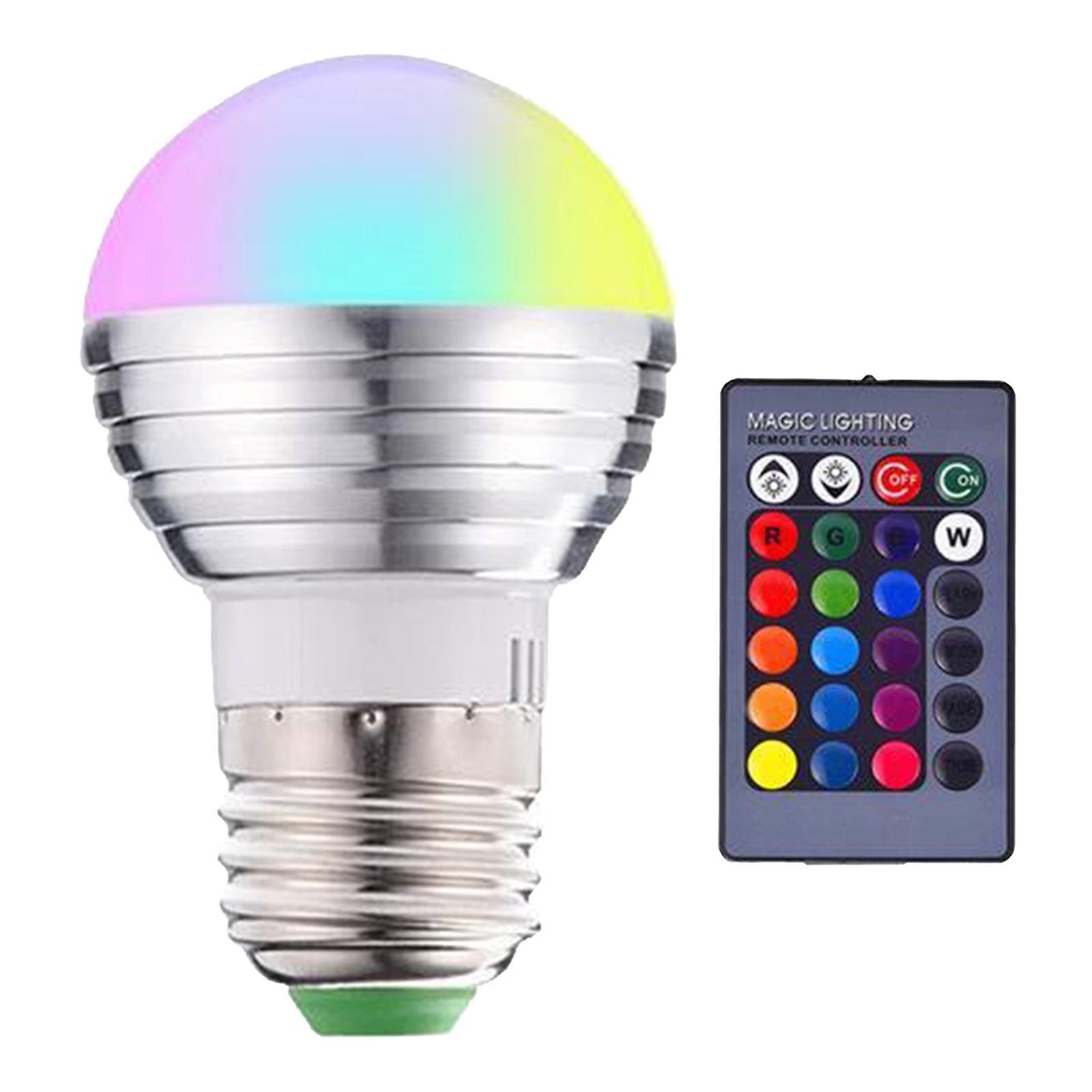 16 COLOUR CHANGING RGB LED LIGHT BULB LAMP WITH IR REMOTE CONTROL 3W E27