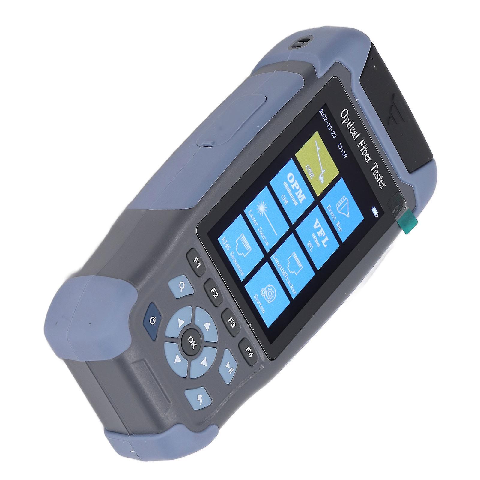 Optical Fiber Tester 1310 1550nm OTDR Time Domain Reflectometer Mulit Function Tester 3.5in with FC to LC Adapter 110‑240V US Plug 