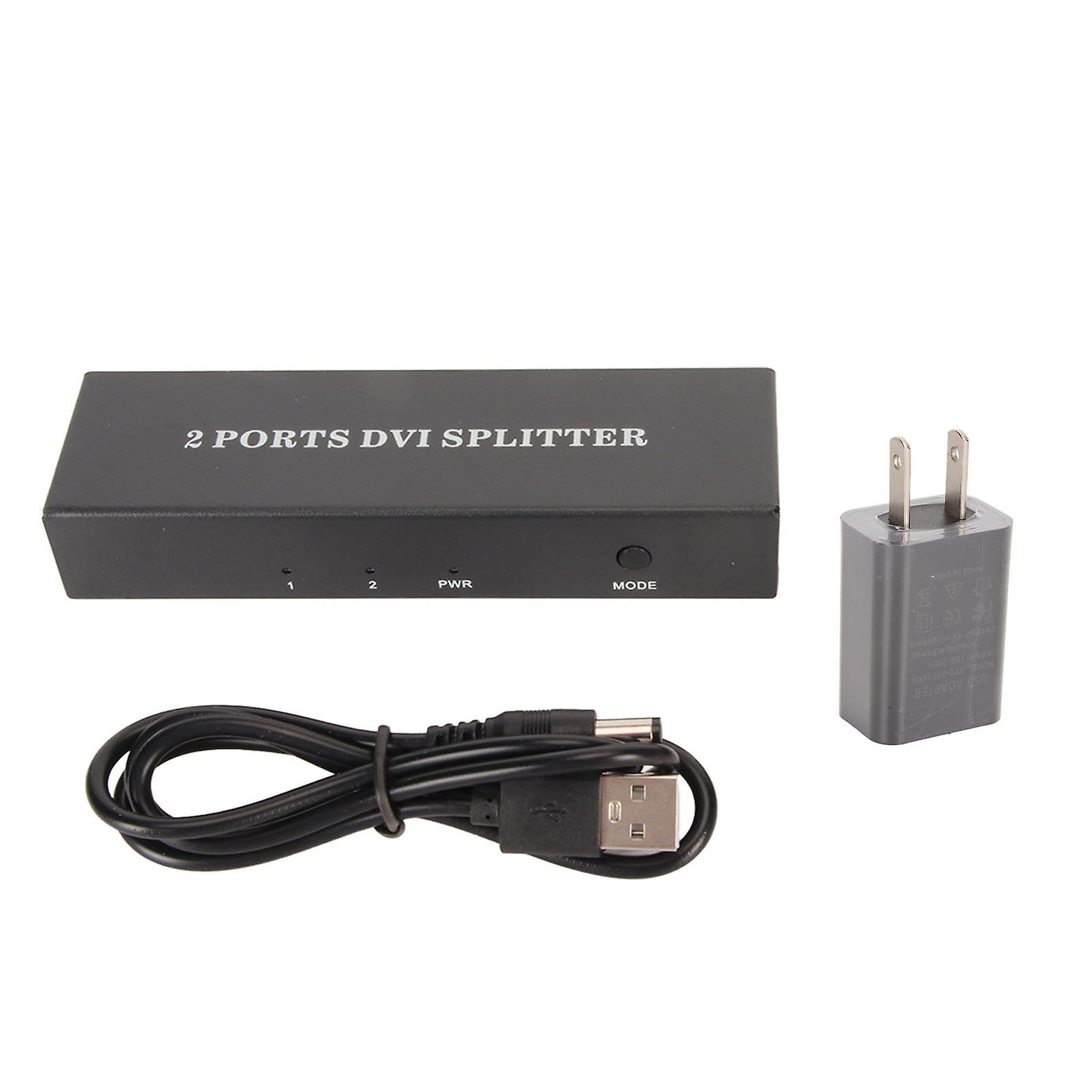 1x2 DVI Splitter - Dual Monitor Support, 1920x1440 Resolution, Durable Aluminum Housing