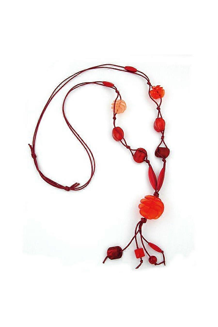 Necklace Spiral Pearl Red Marbled 90cm - Gl04623