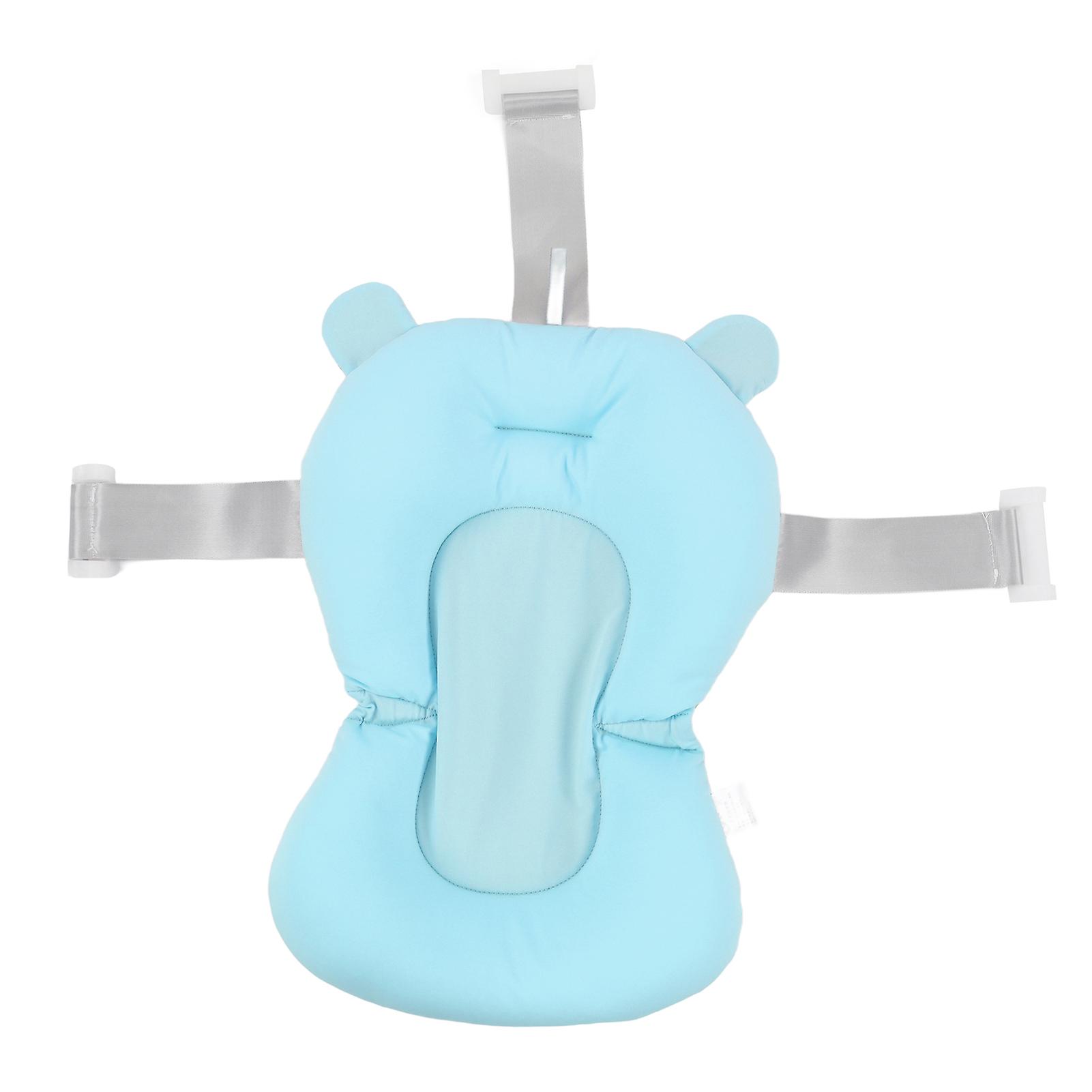 Baby Bath Seat Cushion Floating Safe Foldable Adjustable Infant Bath Supporter for Newborn Blue Bear
