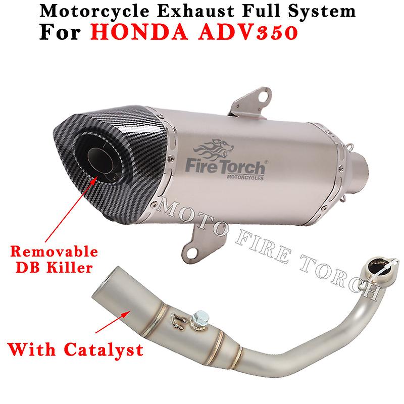 Aufstecken für Honda Adv350 Adv 350 Motorrad Auspuff Flucht modifizieren Voll system Kohle faser Schall dämpfer mit Katalysator Front Link Rohr