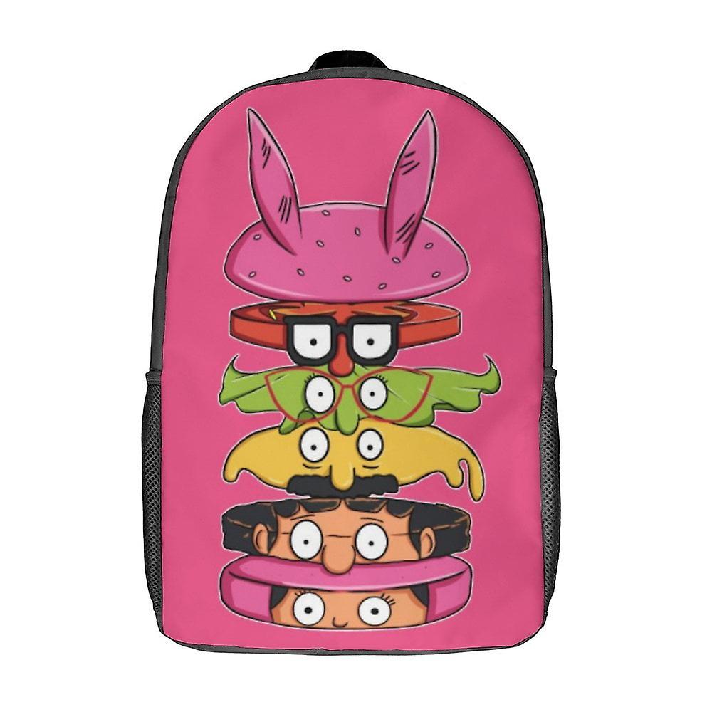 حقيبة كتف مدرسة Bob's Burgers حقيبة كتف 17 بوصة حقيبة كتب للطلاب عادية Daypack حقائب ظهر خفيفة الوزن للكمبيوتر المحمول