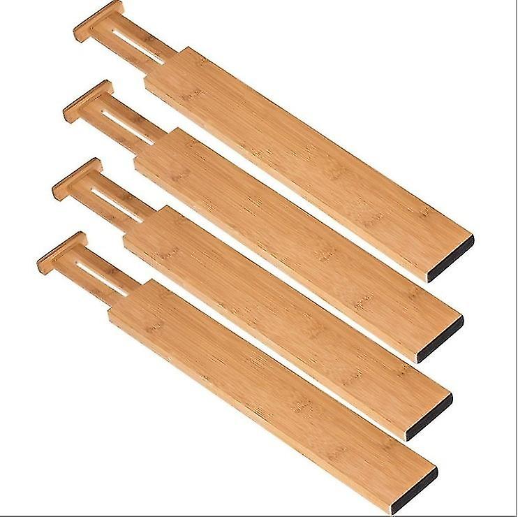 Set of 4 Bamboo Adjustable Drawer Dividers, Expandable Drawer Organizer for Kitchen, Bedroom, Bathro