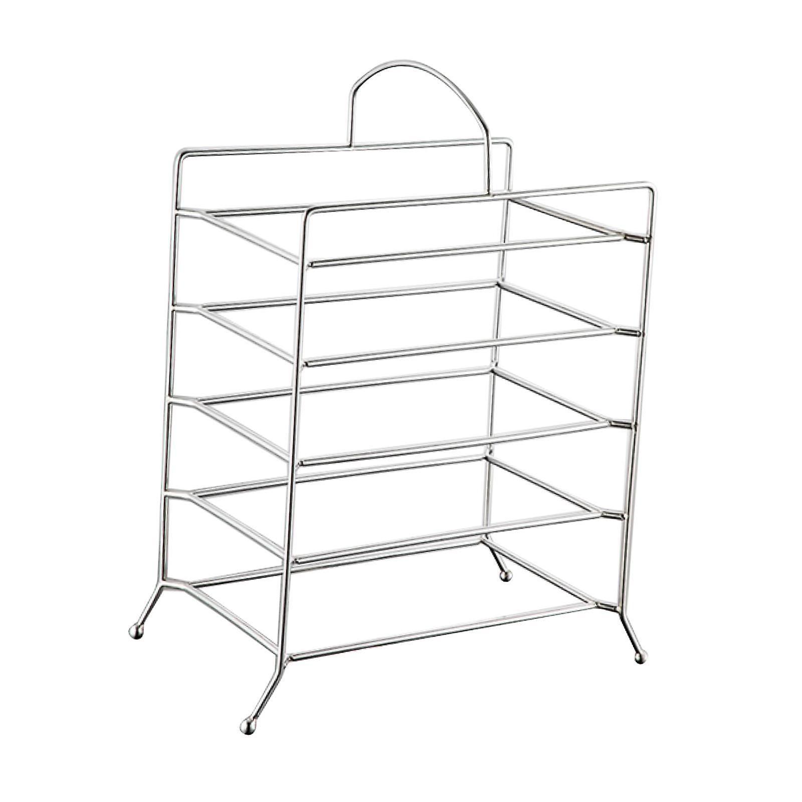 Side Dish Rack Metal Kitchen Storage Shelf for Party Dining Table Restaurant Argent