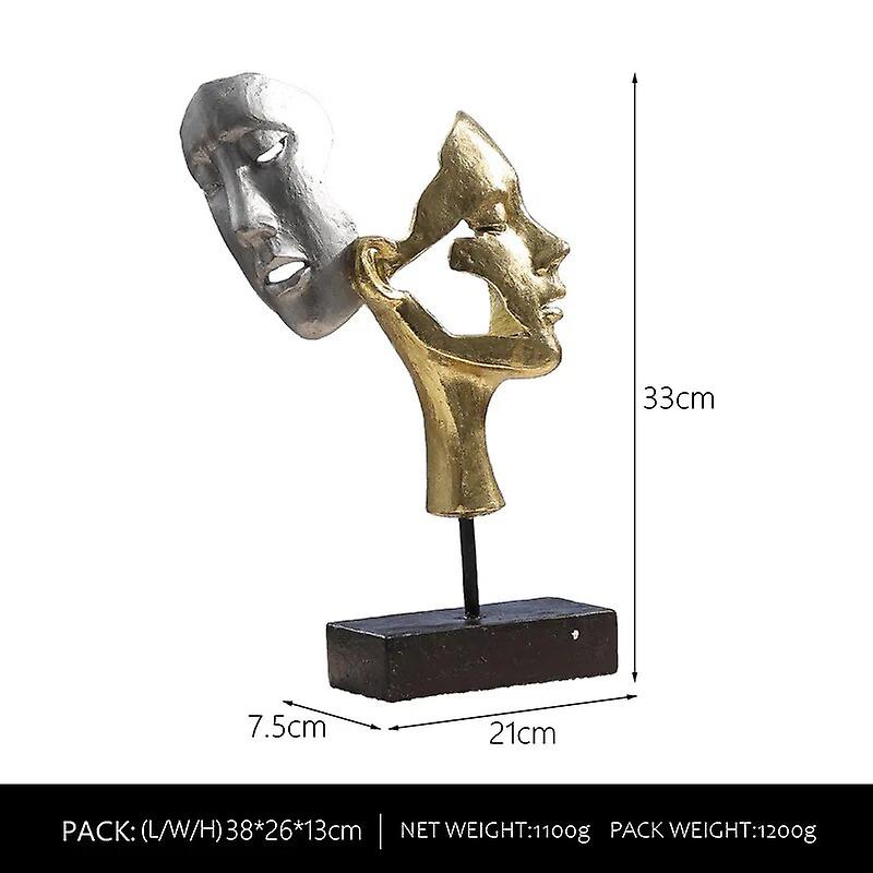 Artistic Home Decor Lovers Mask European Resin Sculpture Handicrafts Personality Home Desktop Light Luxury Room Decoration Piece