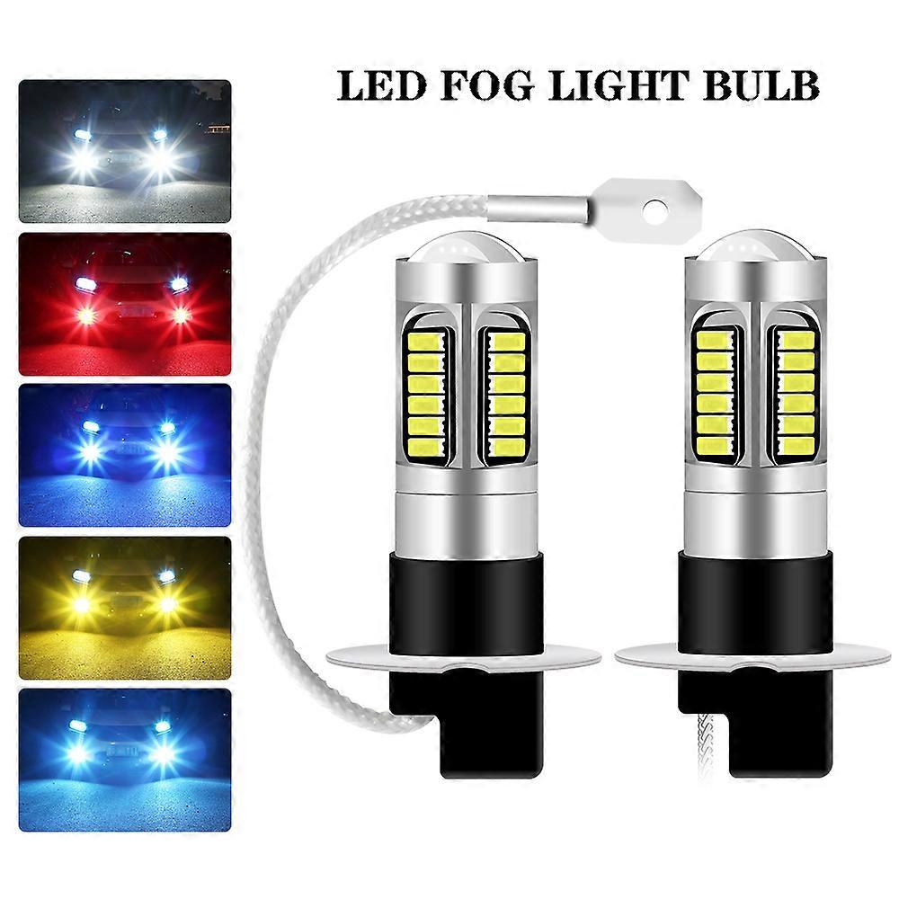 2pcs H3 LED car light Fog s 4014 30SMD  led fog  DRL Day Running Lamp With Lens 12V h3 fog lamp h3 led 