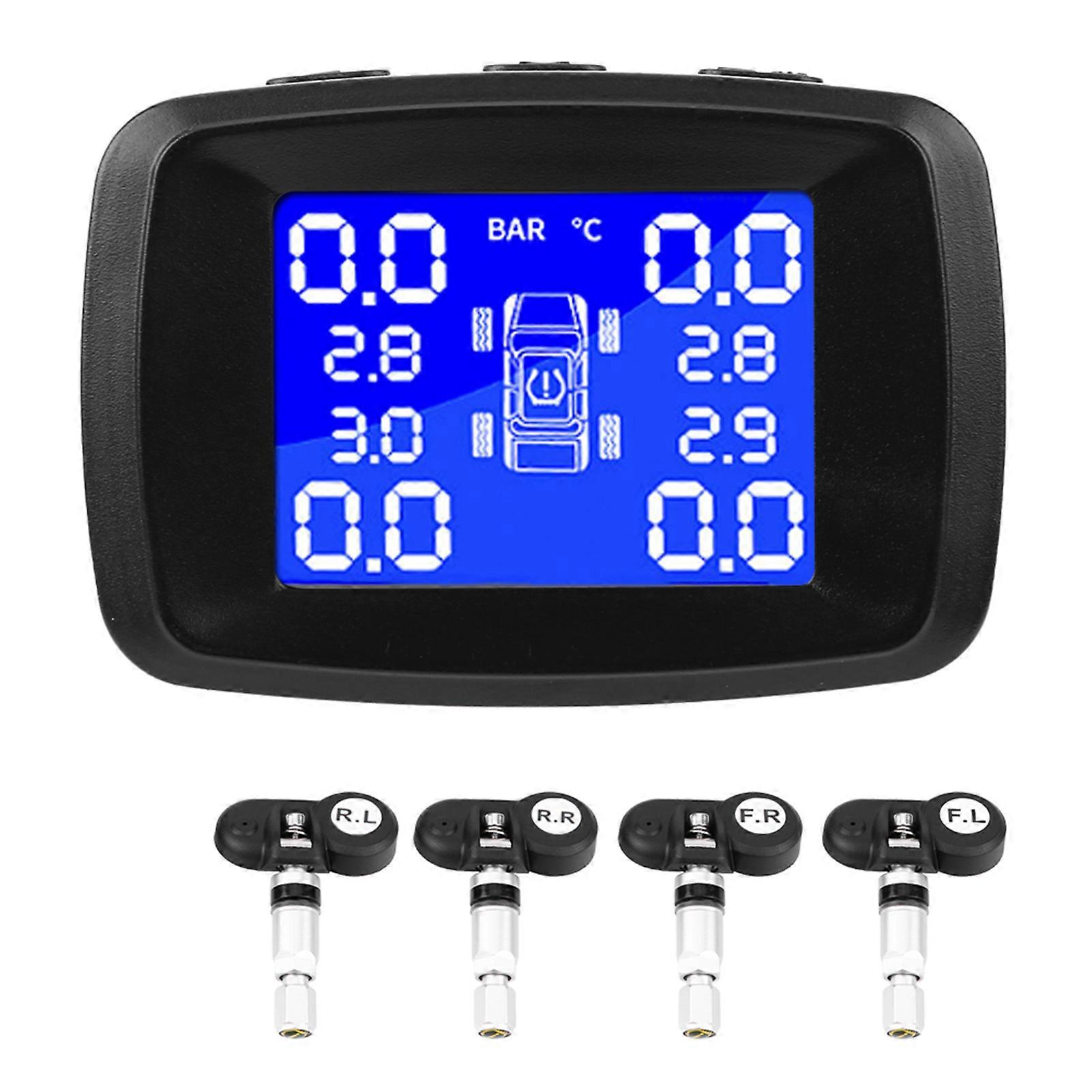 Car Tyre Pressure Monitoring System Cigarette Lighter LCD Monitor With 4 Internal Sensors E2U246