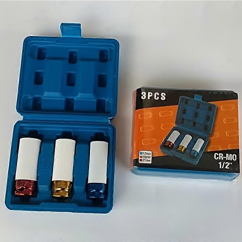 5Pcs 1/2 Inch Drive Impact Lug Nut Socket Set - Deep Wheel Protector Non-Marring Sockets, Metal Construction, Hand Tool for Tire Change, Use Without E