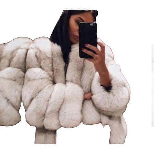 Kvinder Damer Vinter Varm Tyk Iaux Fur Jacket Coat Fluffy Outwear Plus Size