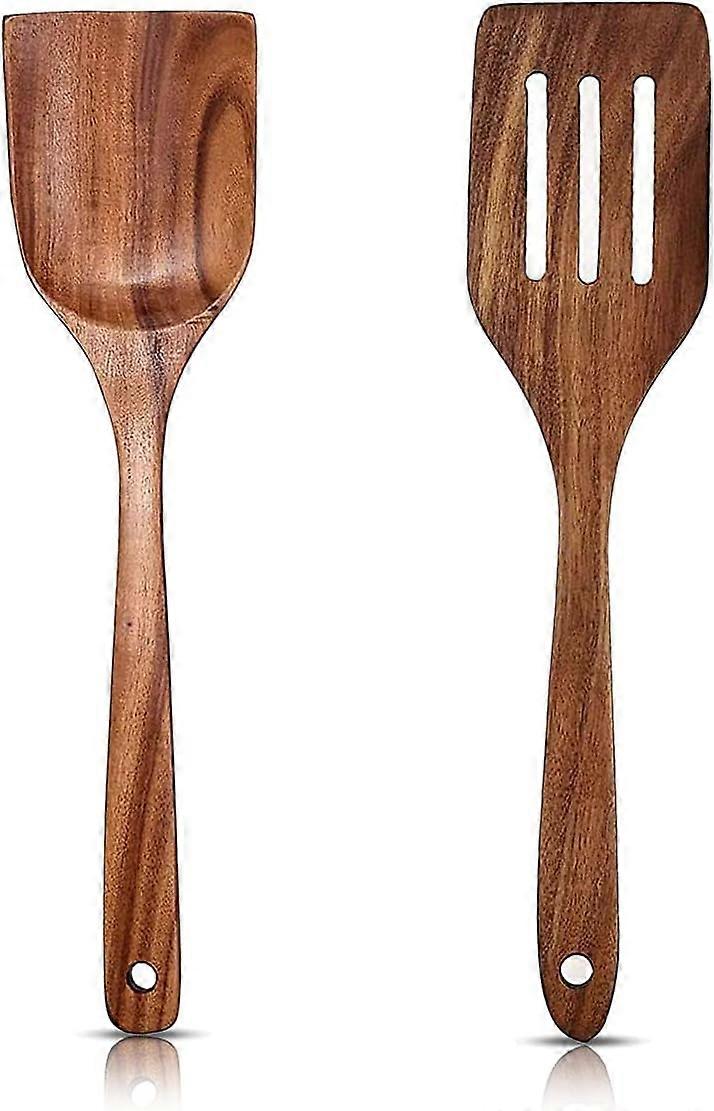 Set of 2 wooden spatulas 30 cm spatula cooking utensils made of fine wenge scratch-resistant and hea