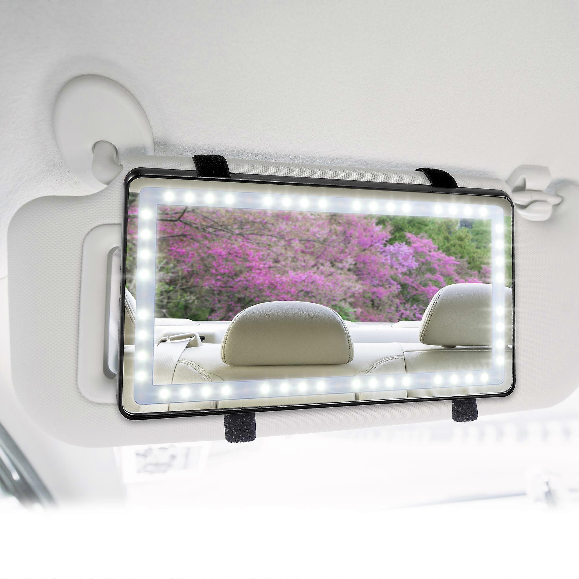 Set of makeup mirrors, inner car visor, with 3 types of LEDs, integrated, rechargeable lithium battery, for cosmetics