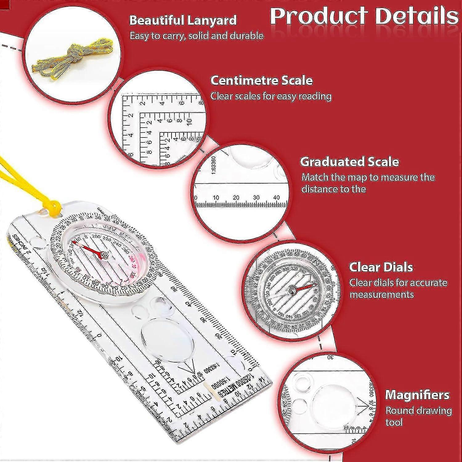 Navigation Compass, Orienteering Compass Portable Walking Compass Adjustable Declination Explorer Compass Waterproof Navigation Compass
