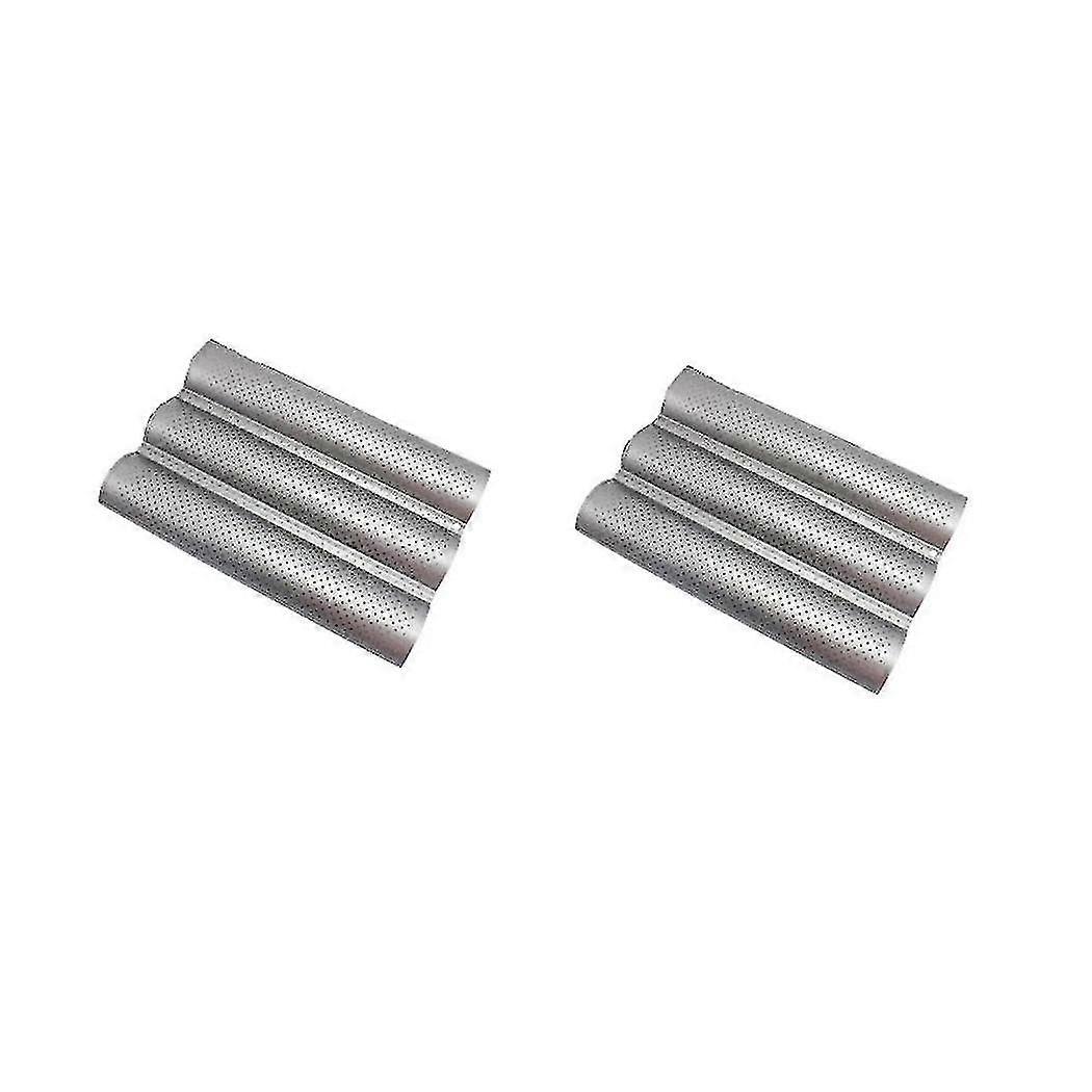 2 Pack Baking Pan, Non-stick Perforated French Bread Pan,sheet For 3 Loaf Baking Pan Toast Perforat