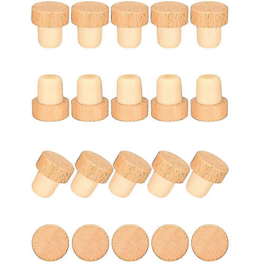 20 Pieces T Shape Wine Corks Tasting Corks T Shape Wine Corks With Beech Top Wooden Wine Bottle Sto