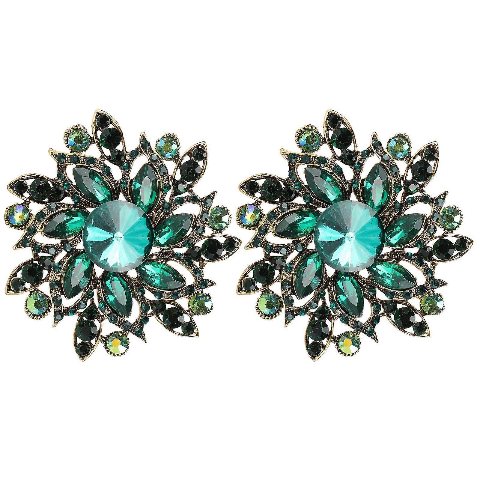 2 stuks bloem broche retro diamant mode kleding pak revers corsage accessoires groen