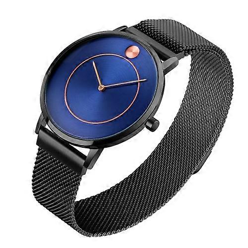 SKMEI 9197 Simple Non-scale Dial Metal Mesh Belt Quartz Watch for Ladies
