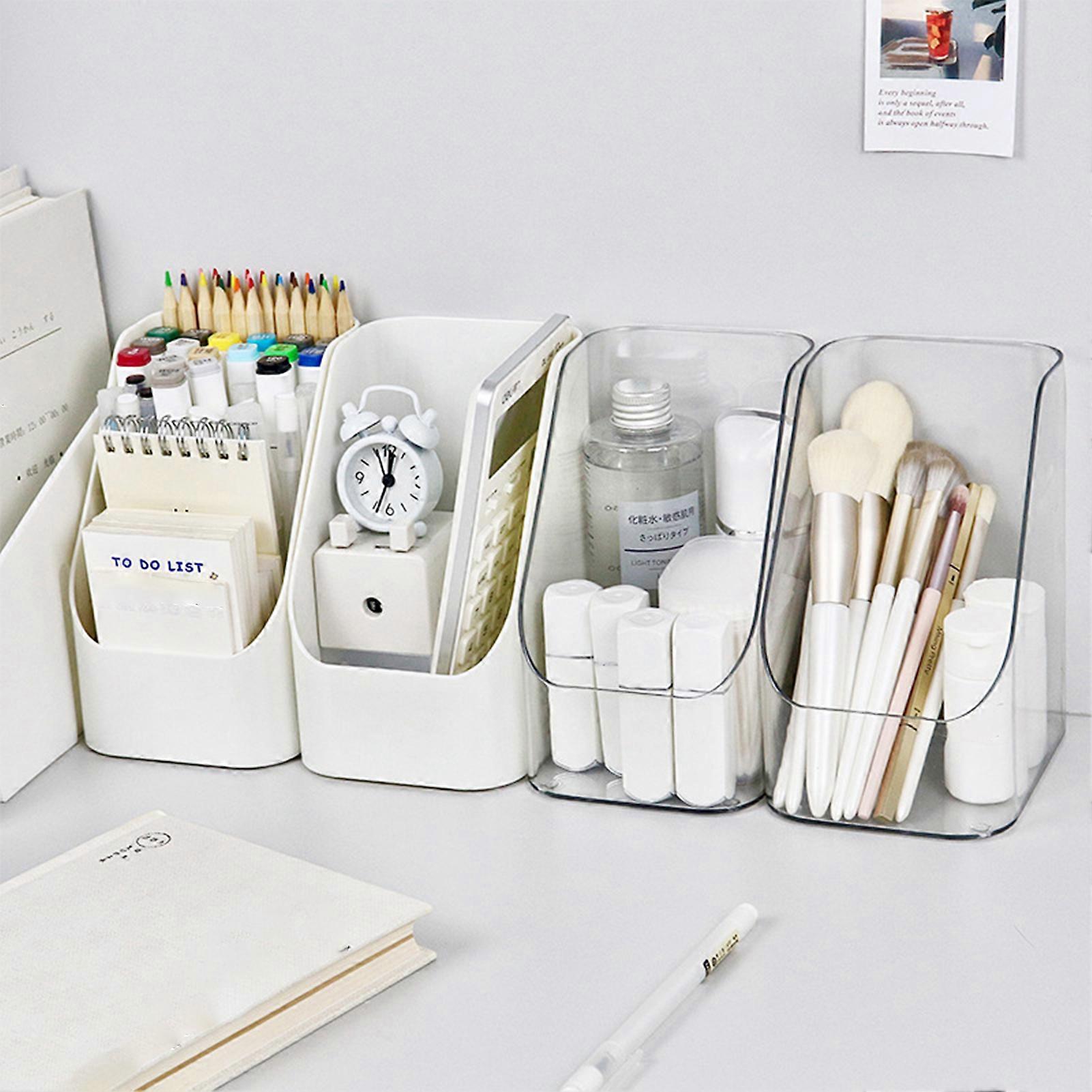Basics Plastic Desk Organizer Stackable Organizer Baskets for Kitchen Bathroom Study Dorms