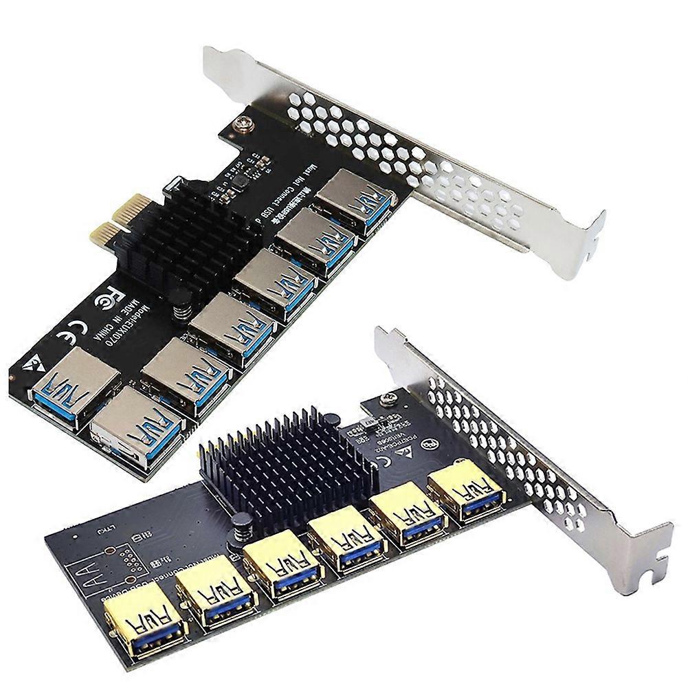 PCIE Riser Card Set USB3.0 6 Ports PCIE Adapter 1 to 7 Ports Graphics Card Expansion Card PCI-E 1X