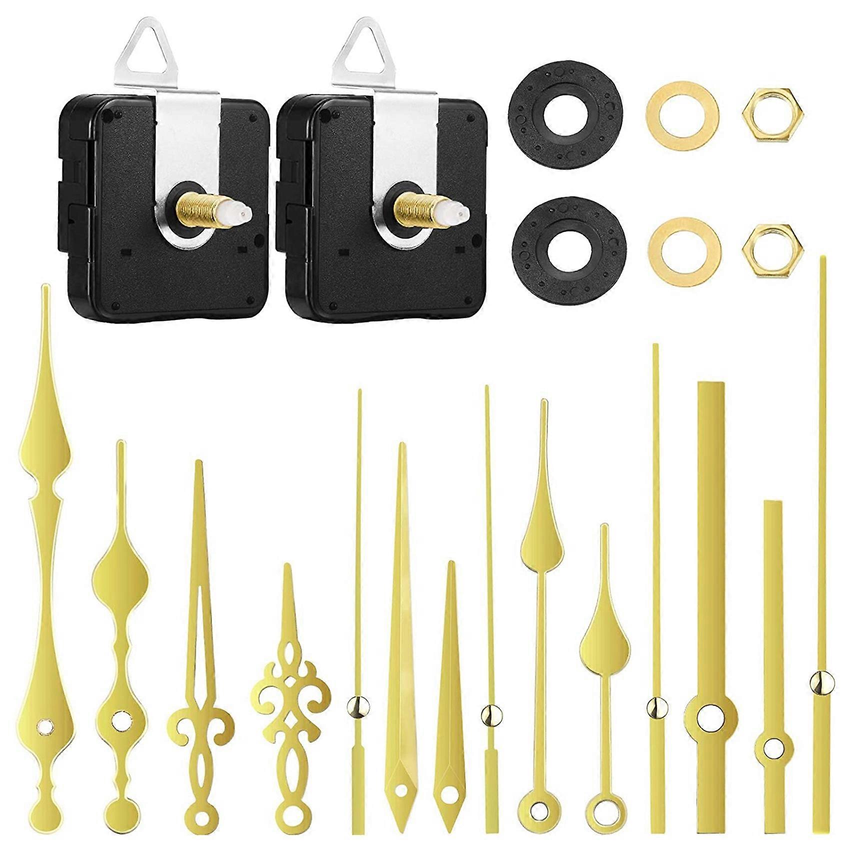 2Pcs 20mm Clock Movement Mechanism Quartz Diy Clock Movement with 5 Gold Pairs of Hands Clock Repai