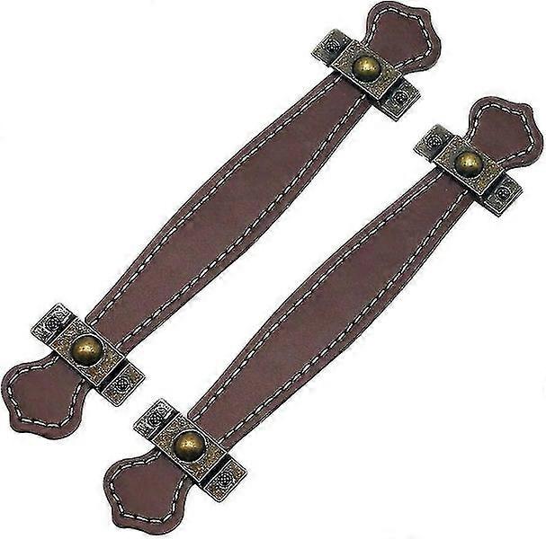 Vintage Leather Drawer Pulls Light Brown Set of 2 Handcrafted Utility Handles for Furniture
