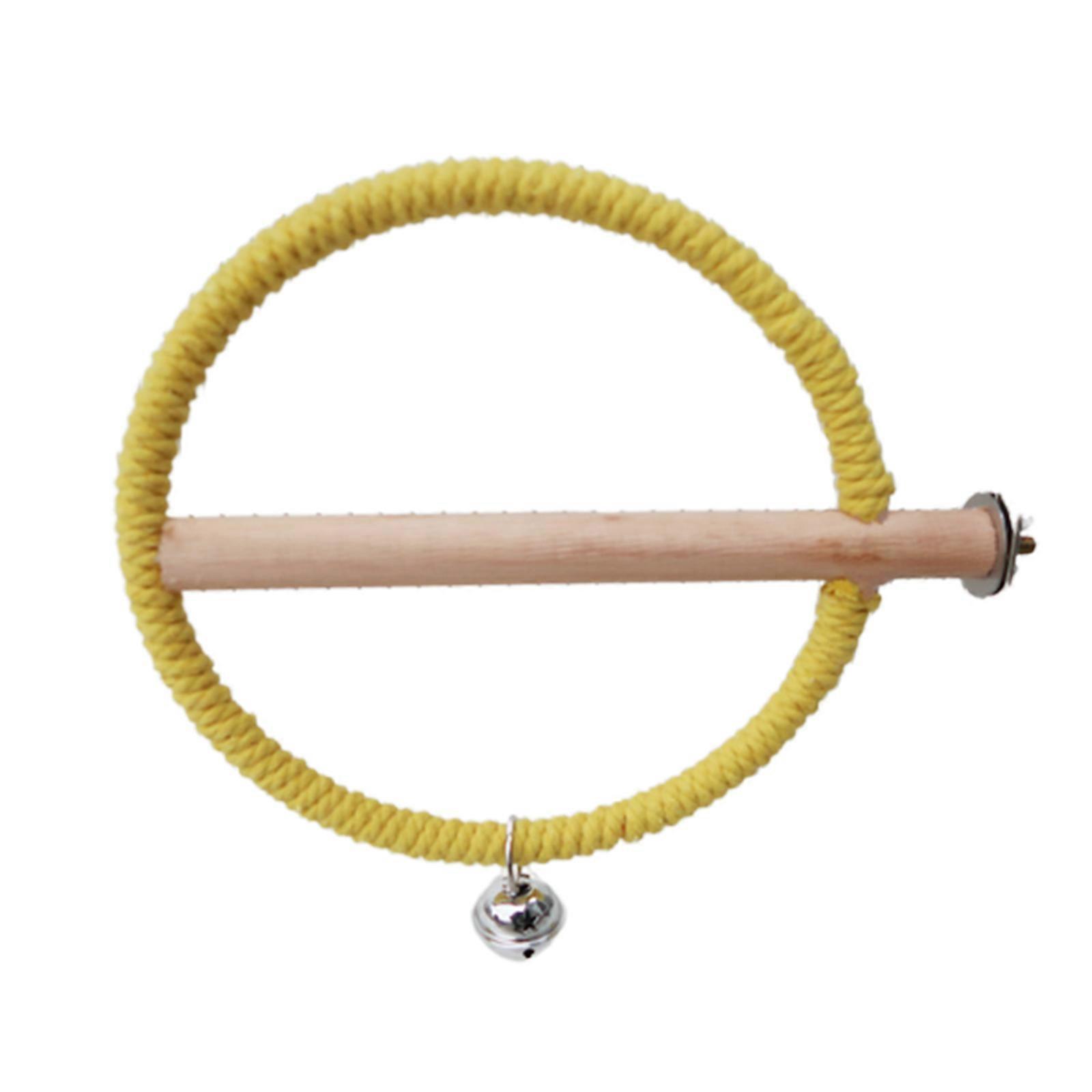 Perchoir à oiseaux en bois naturel Stand Coton Corde Anneau Jouet pour Inséparables Perruches