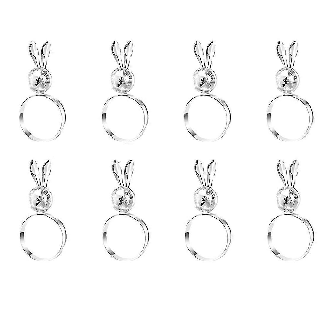 8pcs Bunny Napkin Ring Easter Serviette Rings Holder Bunny Ear Napkin Rings Crystal Napkin Ring For