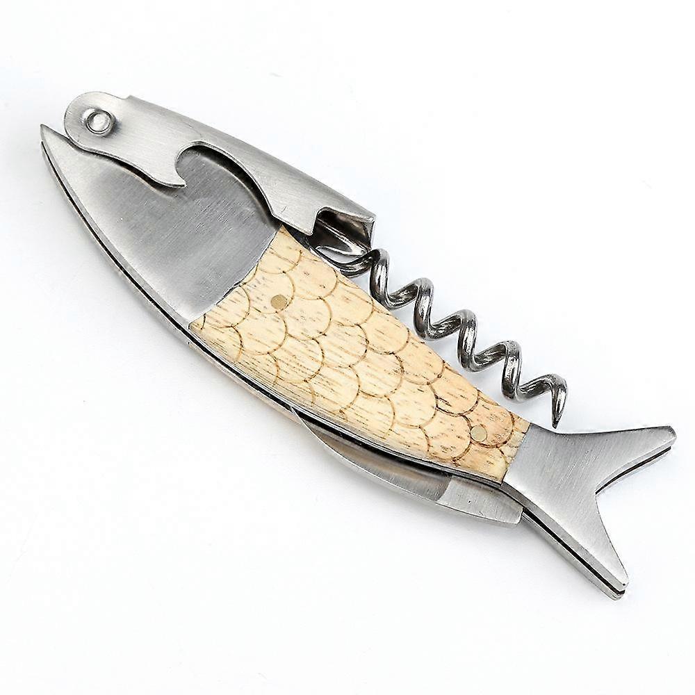 Unique Fish Corkscrew, Professional Waiters Corkscrew Wine Key Bottle Opener,Manual Wine Key for Servers, Waiters and Home Use 12.7*3.3*1.6m BROWN