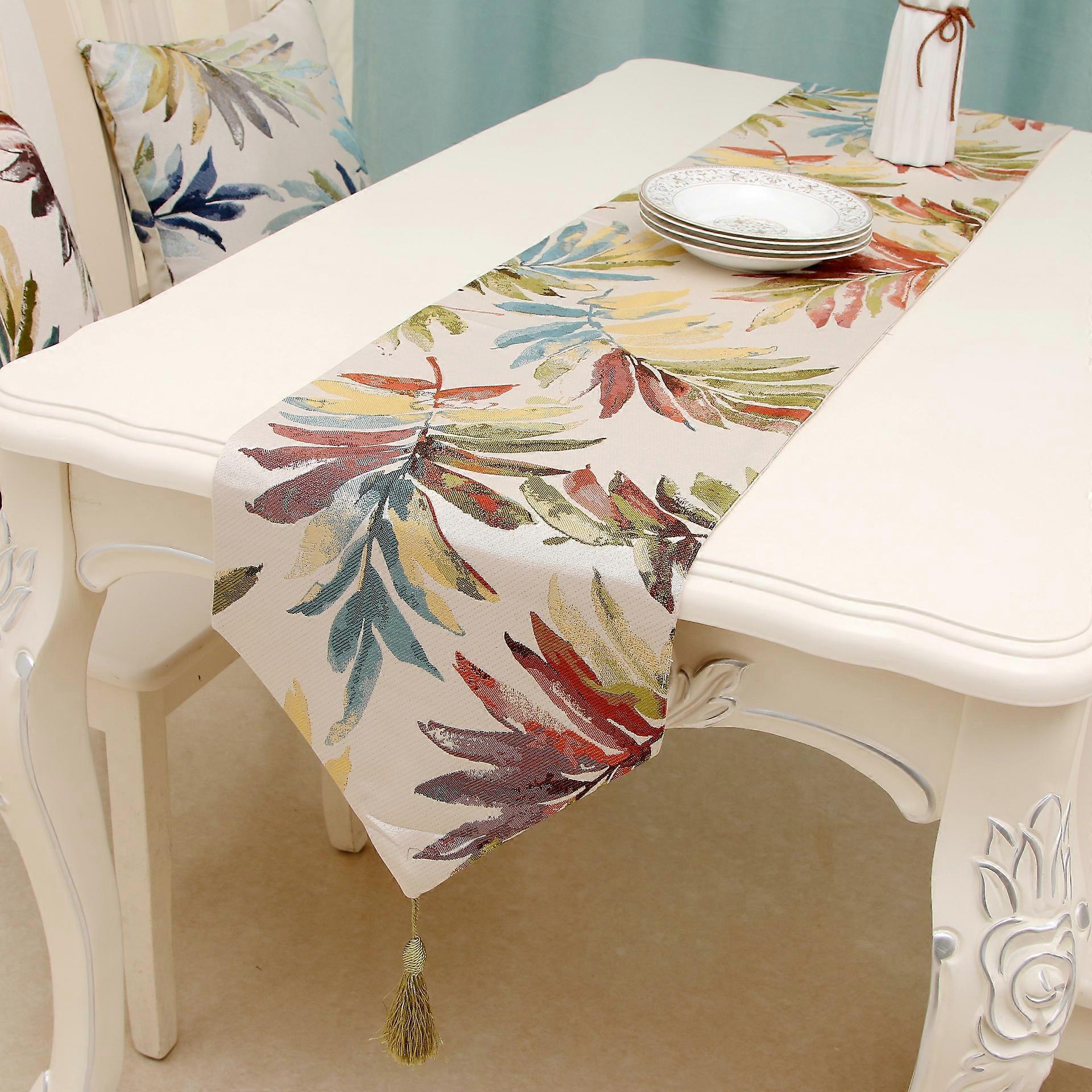 Multi-Size Colorful Leaf Table Runner Fall 180*32CM for Farmhouse Long Side Desk Tall Kitchen Tea/Coffee Table Dining Room Decoration Party Dresser T