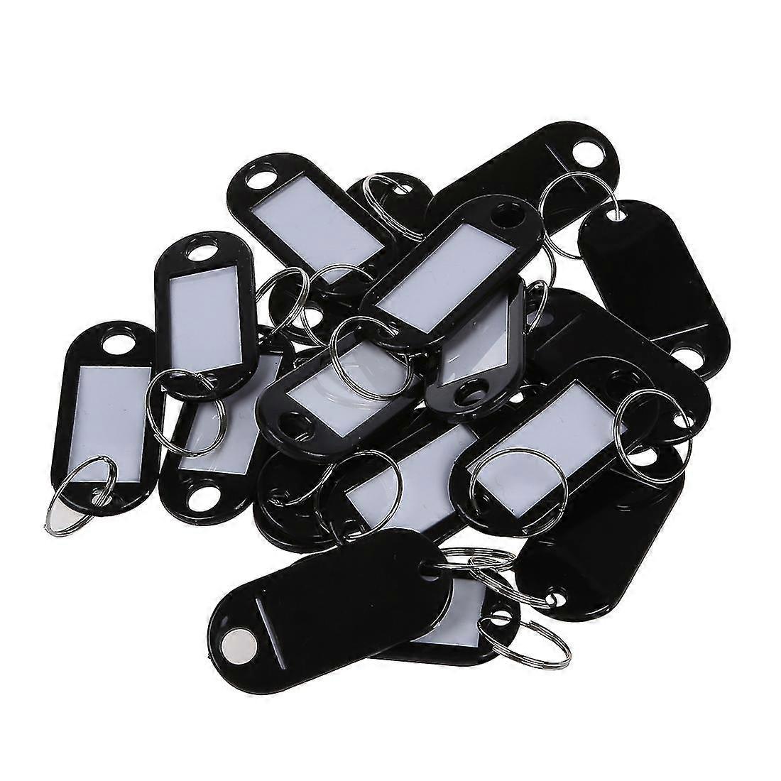 20 Pcs Key Id Label Tags Split Ring Keyring Keychain Black