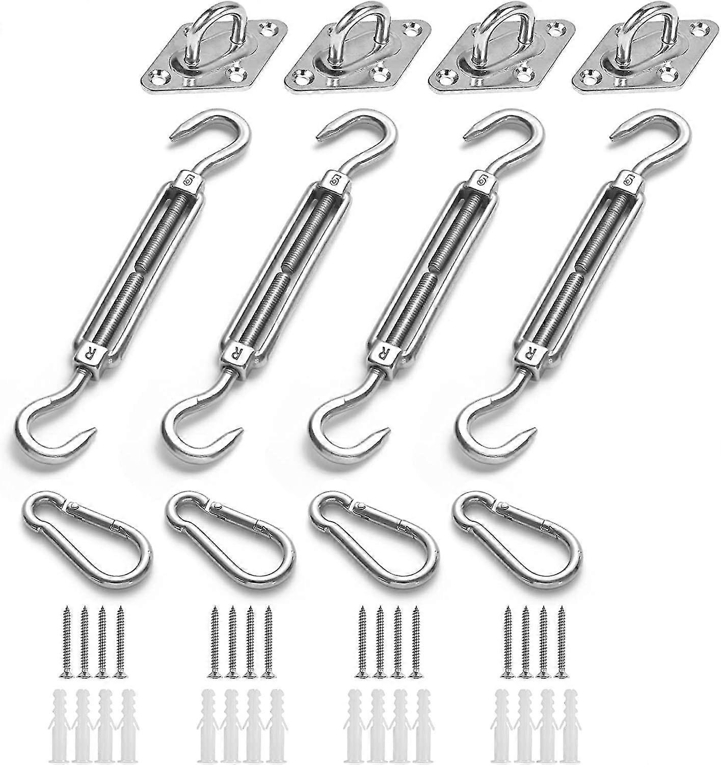 Awning Attachment Set, Heavy Duty Sun Shade Sail Stainless Steel Hardware Kit For Garden Triangle And Square, Rectangle, Sun Shade Sail Fixing Accesso